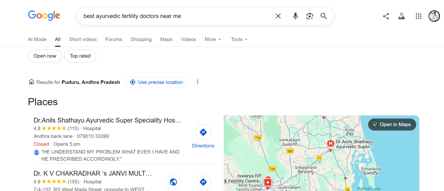 Ayurvedic SEO Keyword Rankings Hyderabad